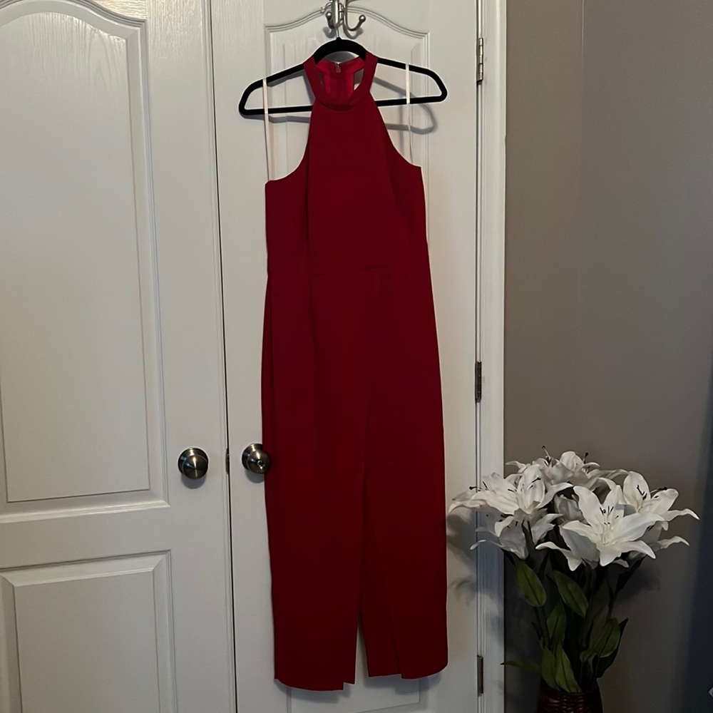 BCBGeneration Vibrant Red Halter Jumpsuit